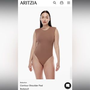 Aritzia Babaton Deep Taupe Contour Shoulder Pad Bodysuit size M